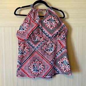 2X Navy and Red tankini top